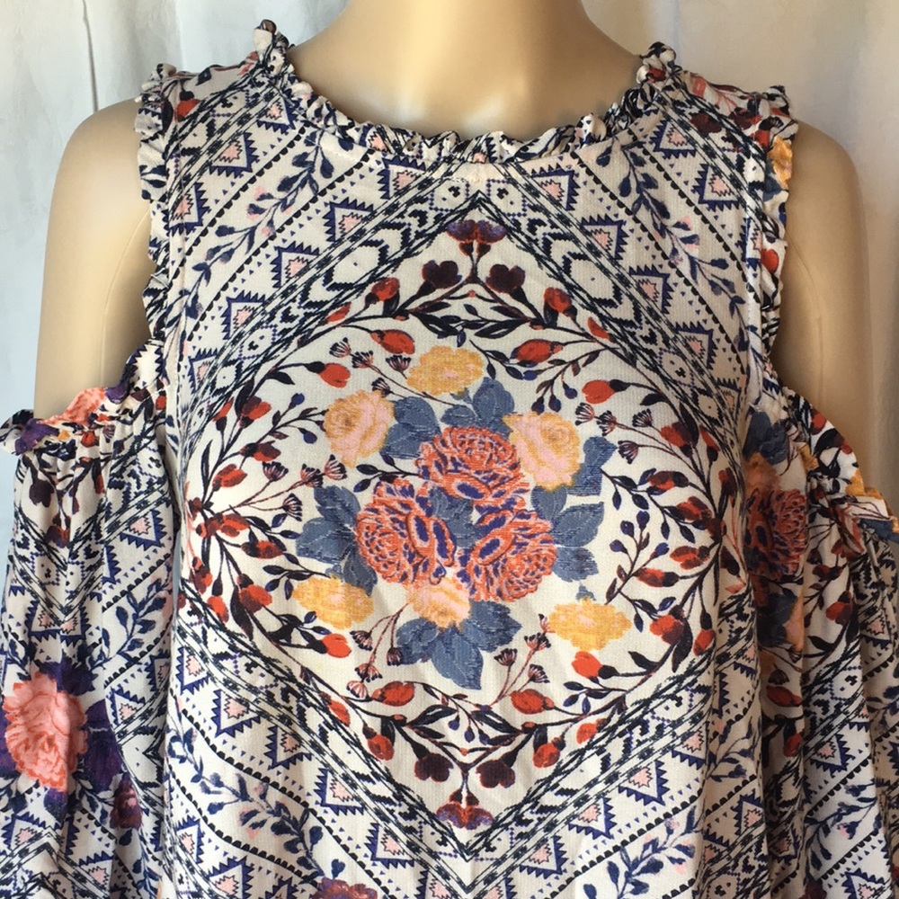 Boho Cold-Shoulder Short Festival Dress or Tunic Xhilaration